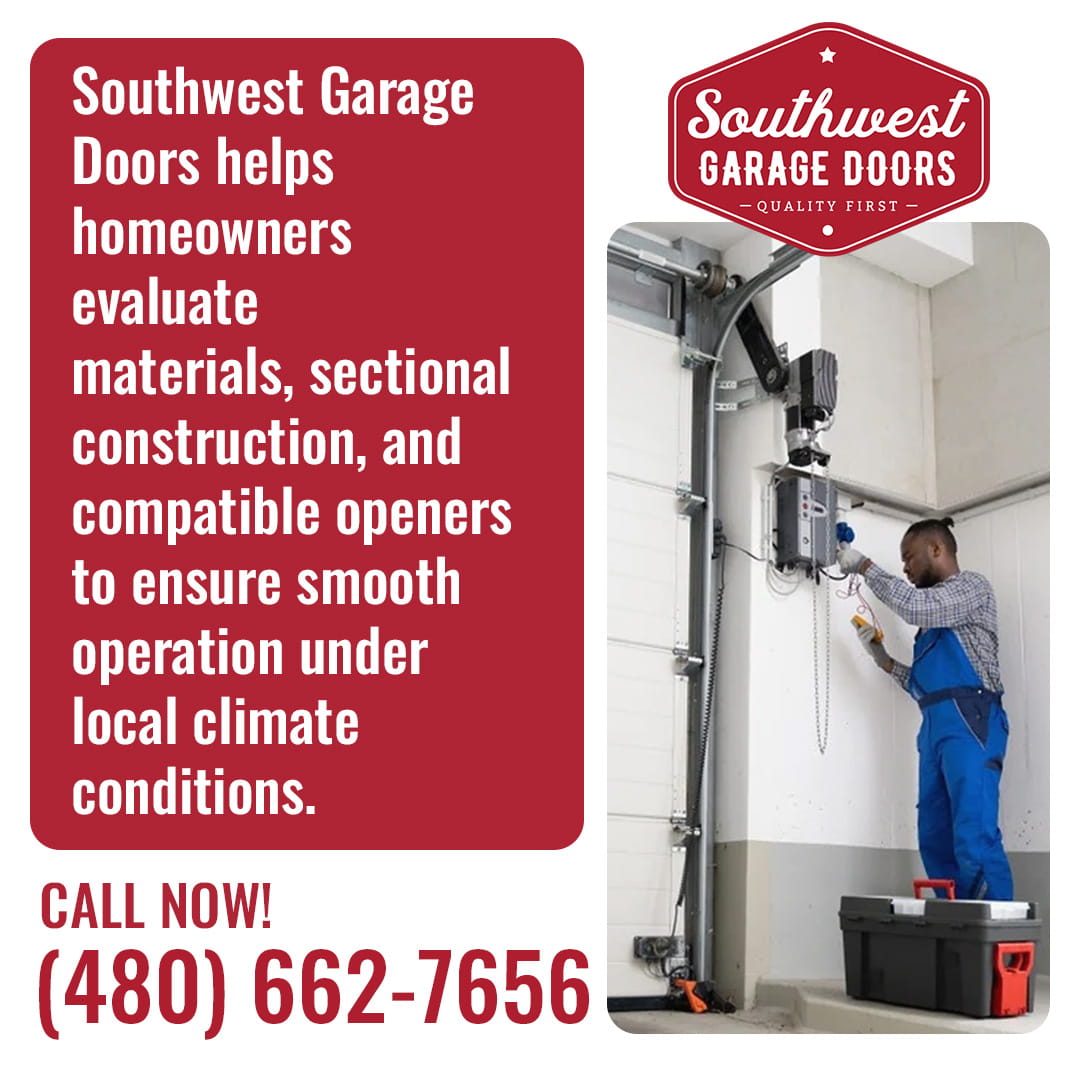 Technician installing a garage door opener and adjusting hardware inside a residential garage.