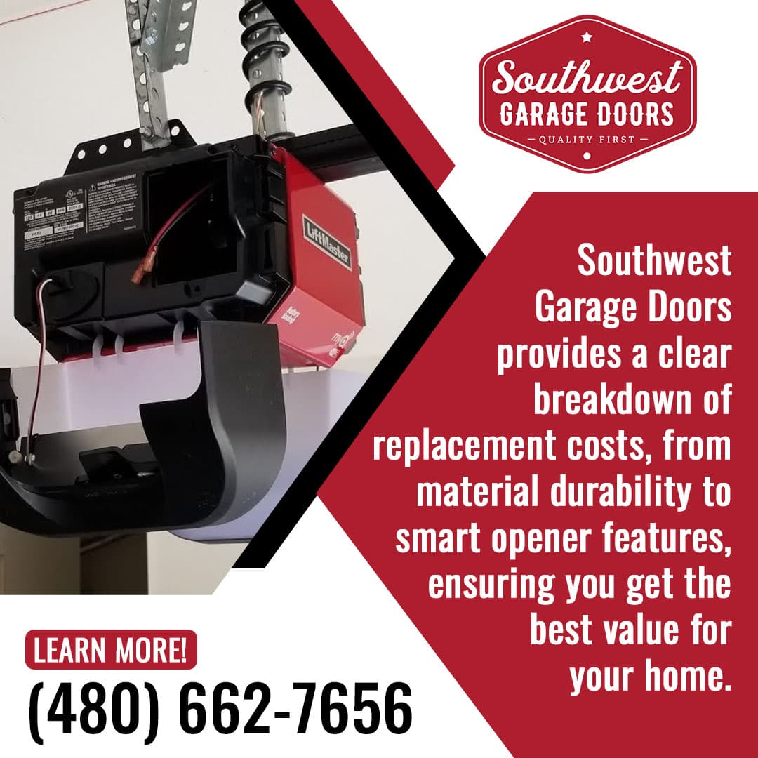 LiftMaster garage door opener installed on ceiling track system.