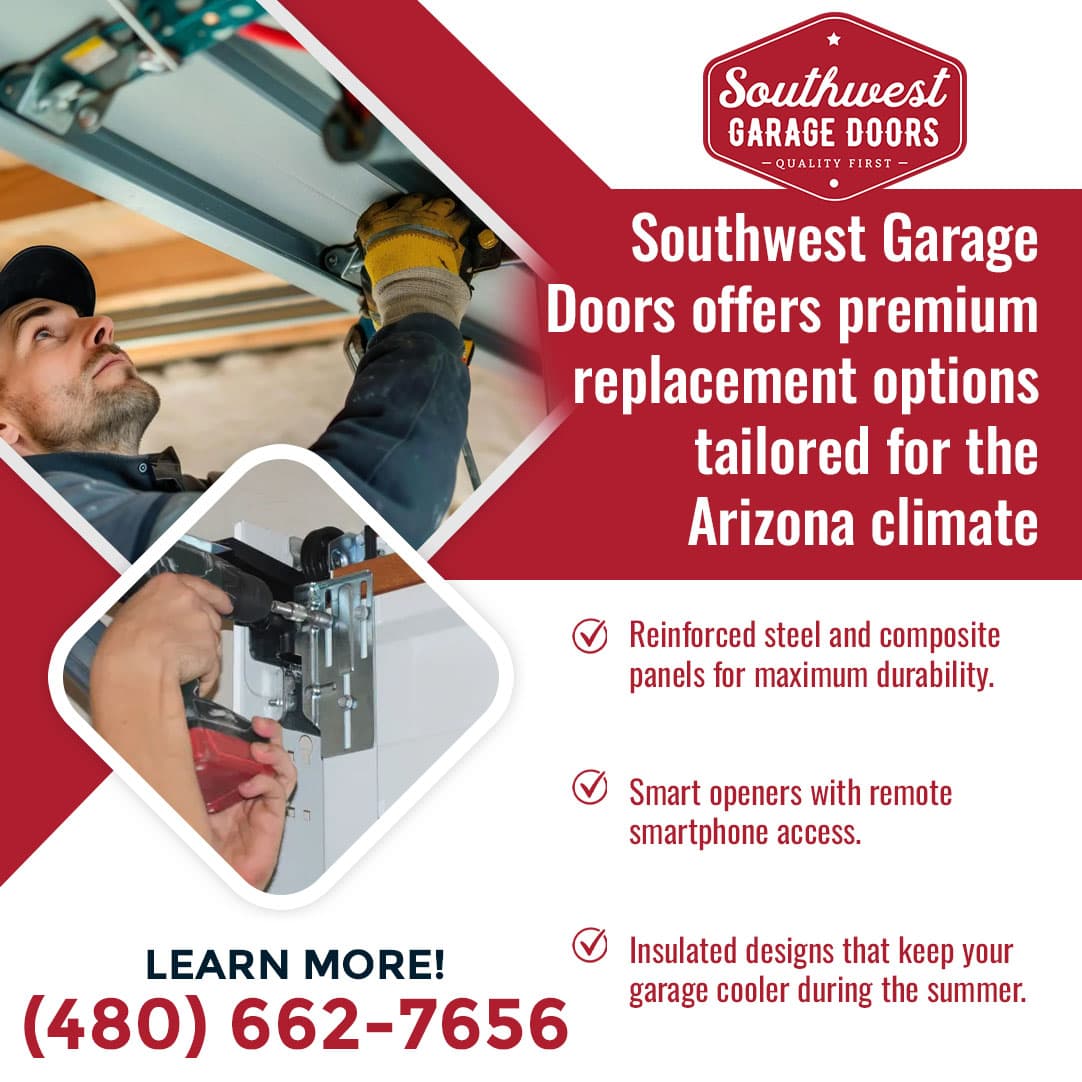 Technician installing garage door opener and hardware components in a residential garage